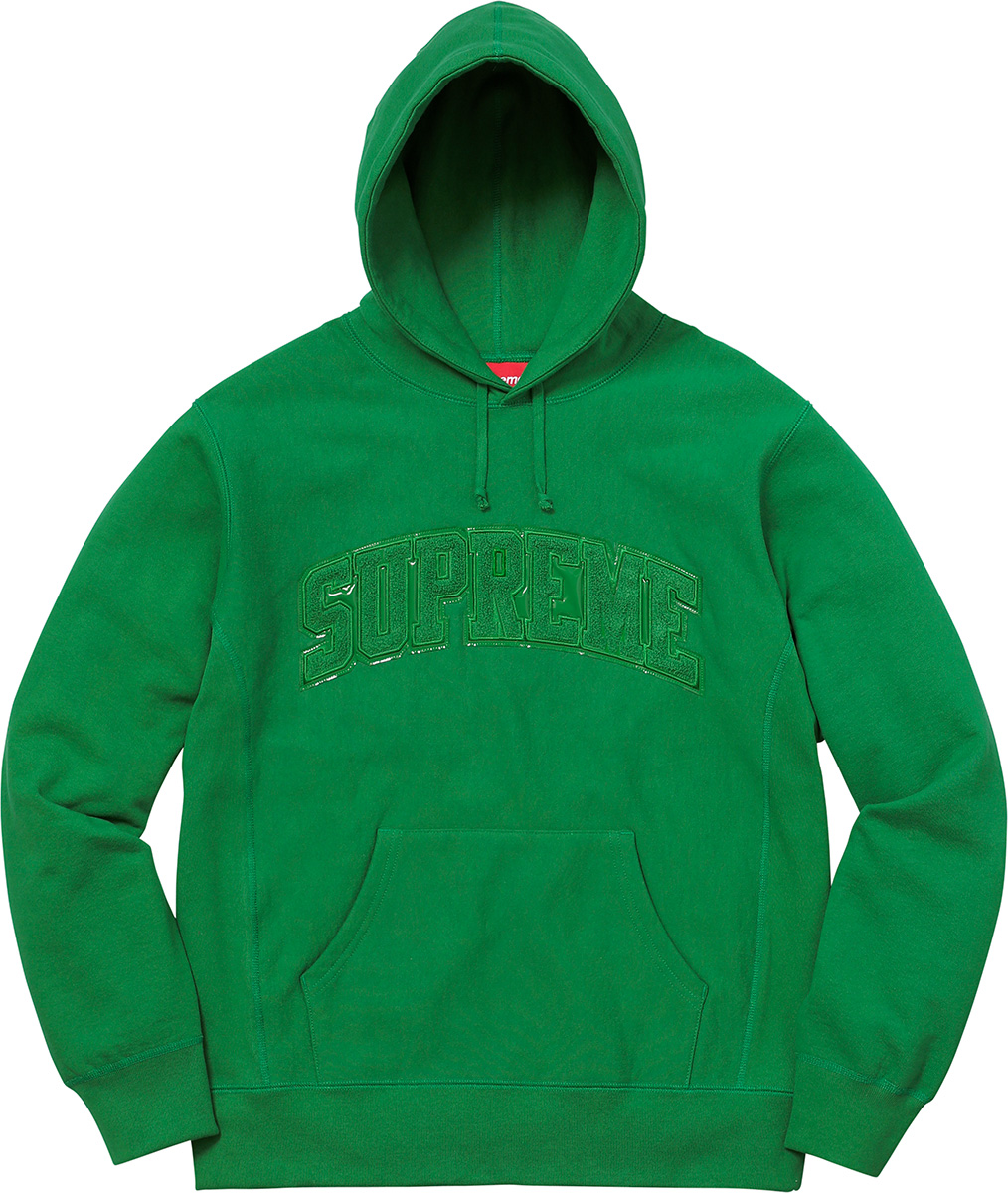 supreme-2017aw-fall-winter-patent-leather-arc-logo-hooded-sweatshirt