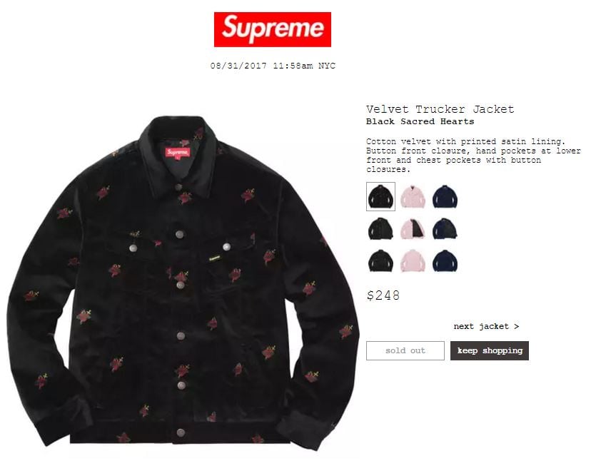 Supreme 17fw Velvet Trucker Jacket Black シュプリーム ジャケット