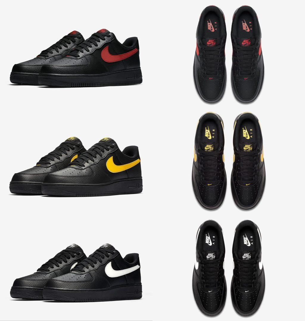 NIKE AIR FORCE 1 LOW BLACK LEATHER PACK 