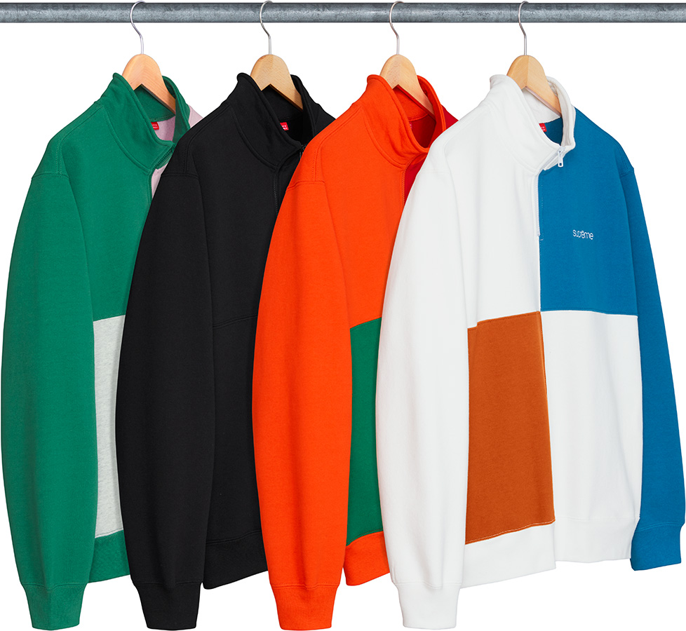 supreme-18ss-spring-summer-color-blocked-half-zip-sweatshirt