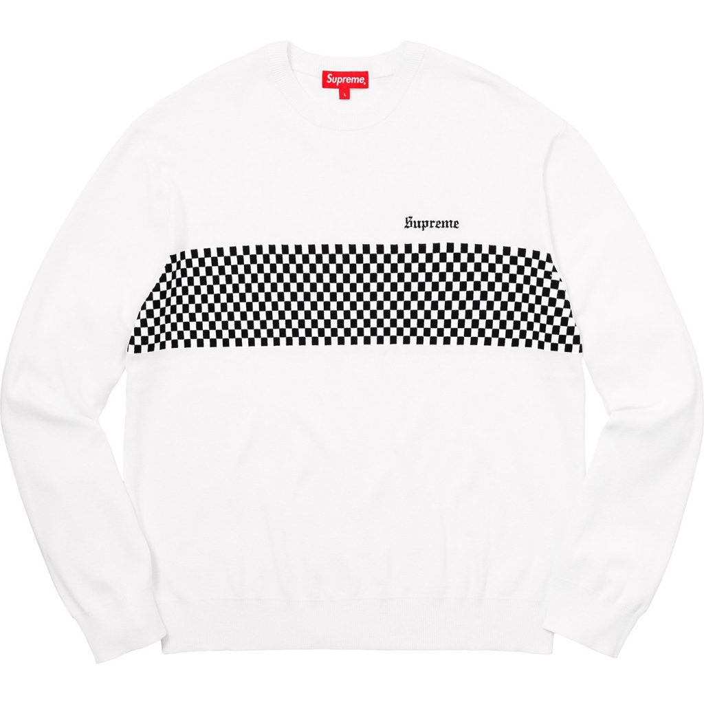 supreme-18ss-spring-summer-checkered-panel-crewneck-sweater