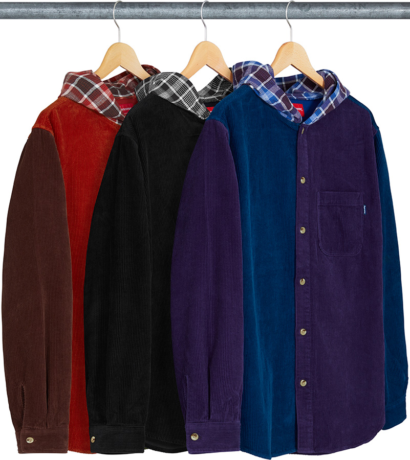 supreme-18aw-fall-winter-hooded-color-blocked-corduroy-shirt