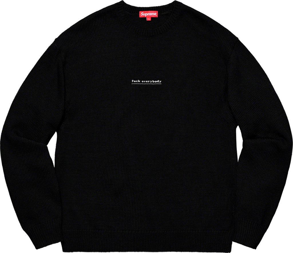 supreme-19ss-spring-summer-fuck-everybody-sweater