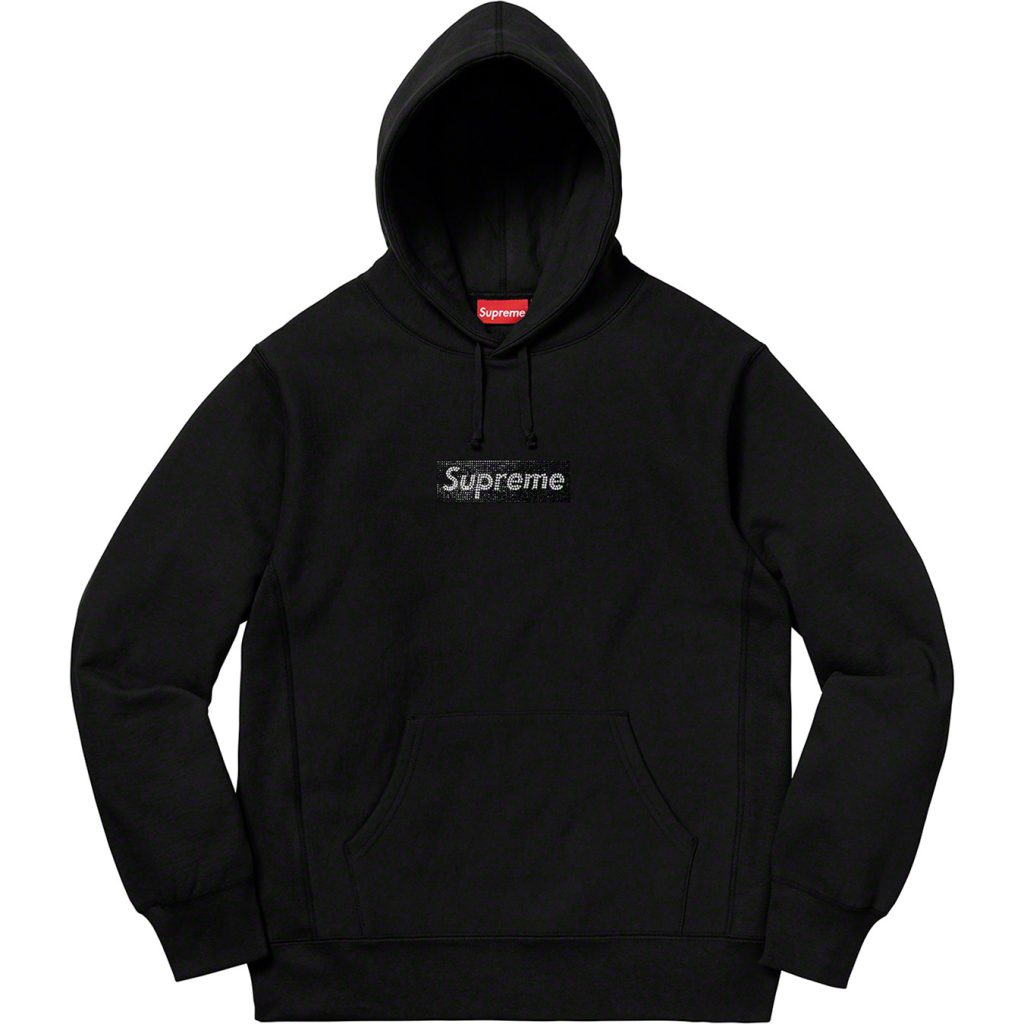 supreme-swarovski-box-logo-Hooded-Sweatshirt-19ss-black