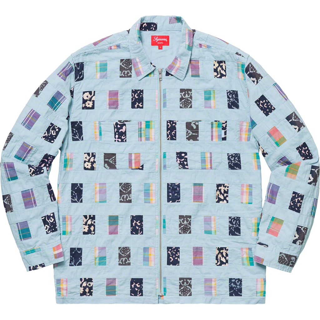 supreme-19ss-spring-summer-patchwork-zip-up-shirt
