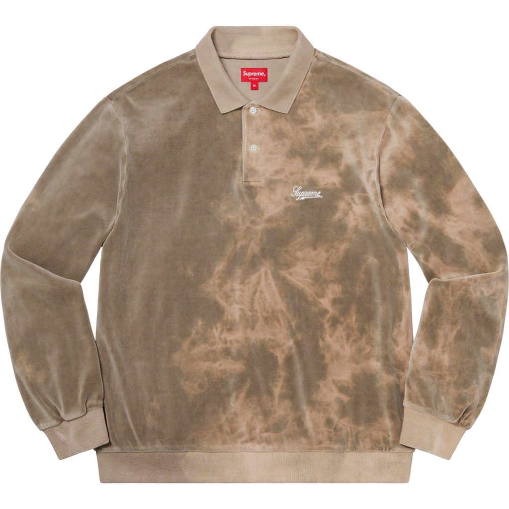 supreme-21ss-spring-summer-bleached-velour-l-s-polo