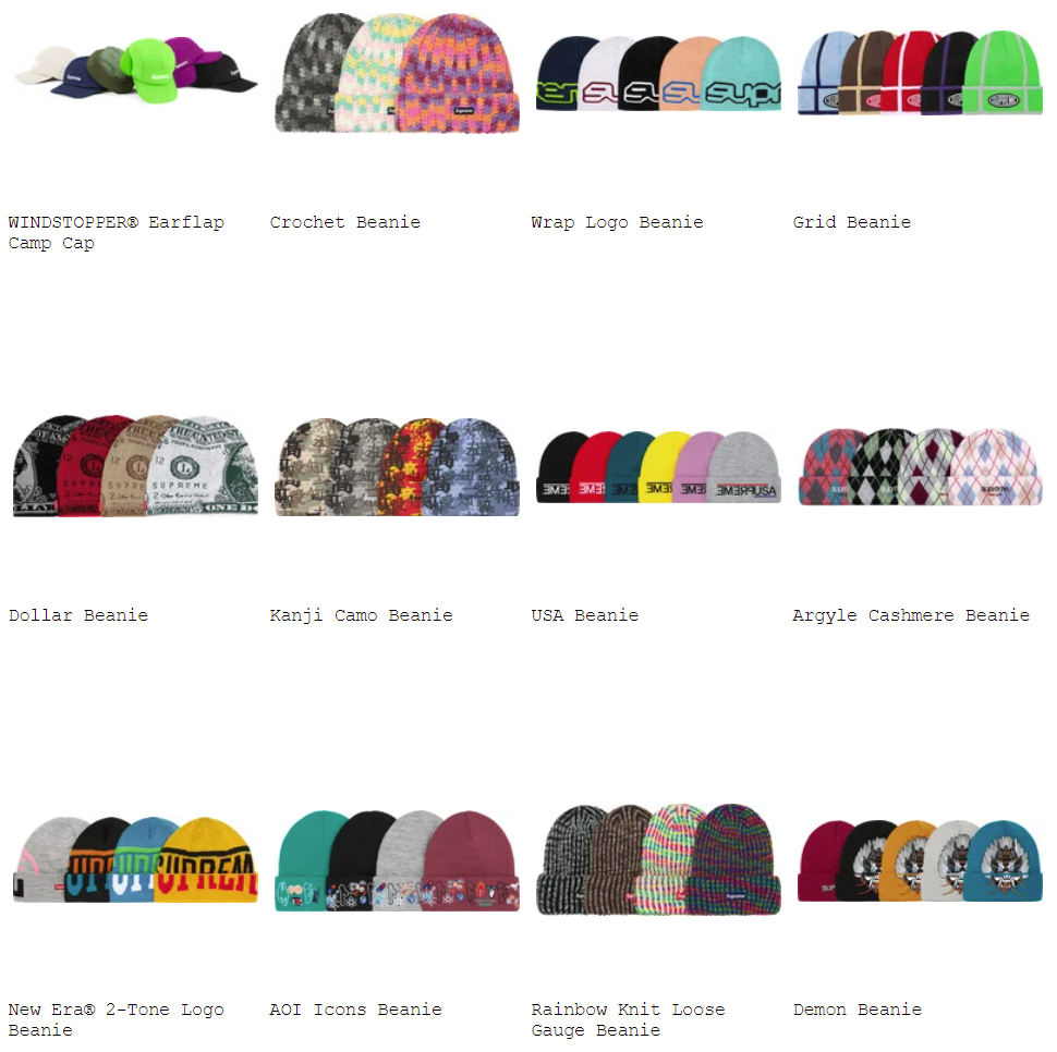 supreme-21aw-21fw-fall-winter-caps-hats