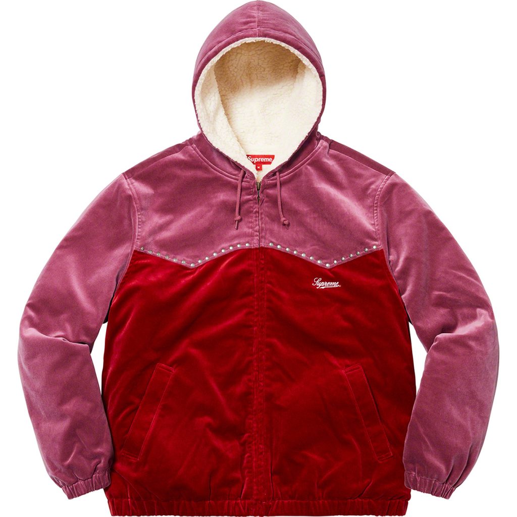 supreme-21aw-21fw-studded-velvet-hooded-work-jacket