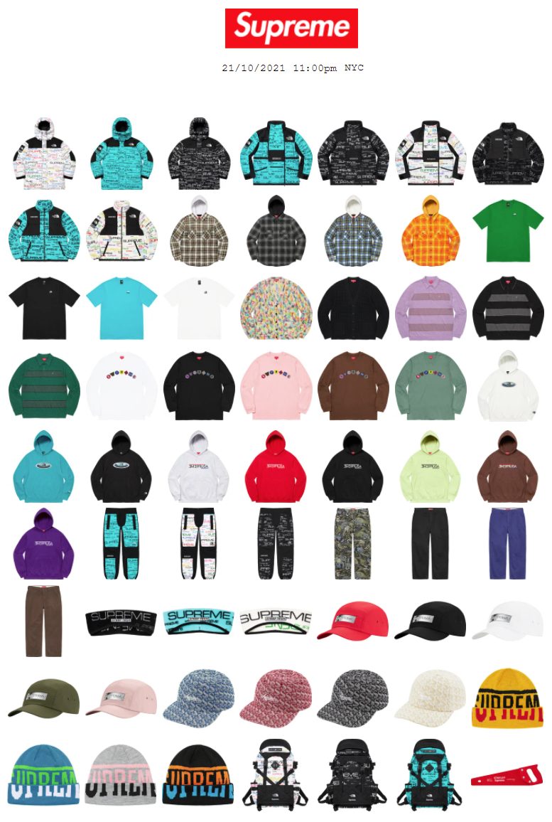 Supreme 公式通販サイトで10月23日 Week9に発売予定の新作アイテム 