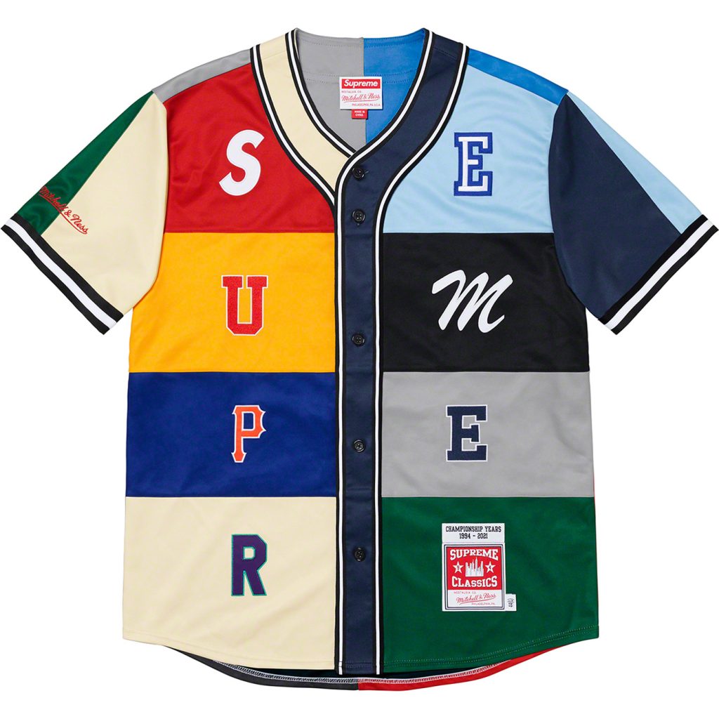 supreme-21aw-21fw-supreme-mitchell-ness-patchwork-baseball-jersey