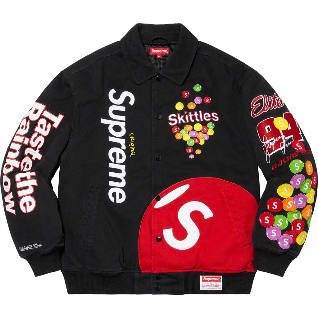 supreme-21aw-21fw-supreme-skittles-mitchell-ness-varsity-jacket