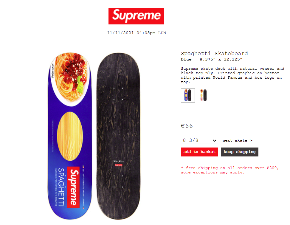 supreme spaghetti skateboard