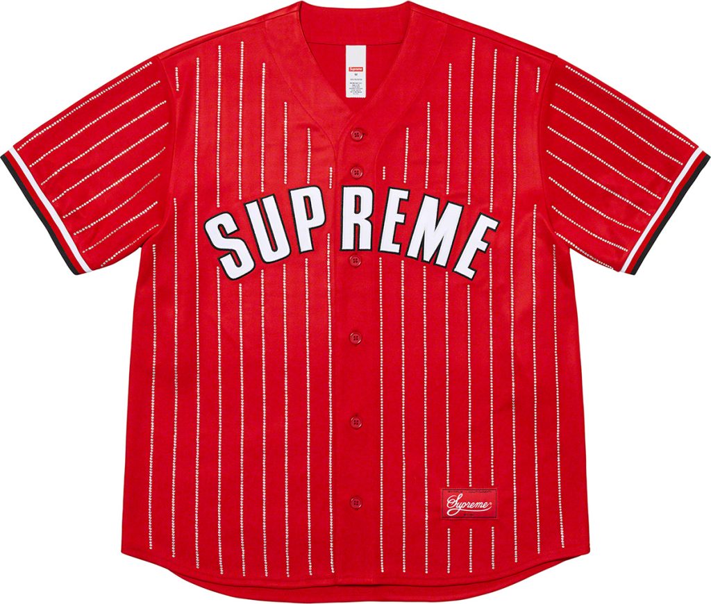 supreme-22ss-spring-summer-rhinestone-stripe-baseball-jersey