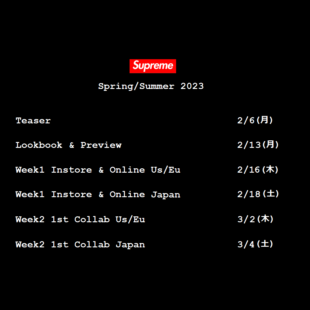 supreme-23ss-spring-summer-launch-schedule-leak-items