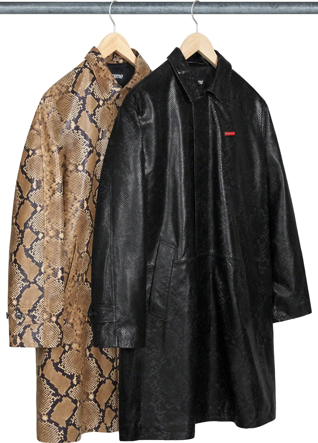 supreme-23ss-leather-snake-trench-coat