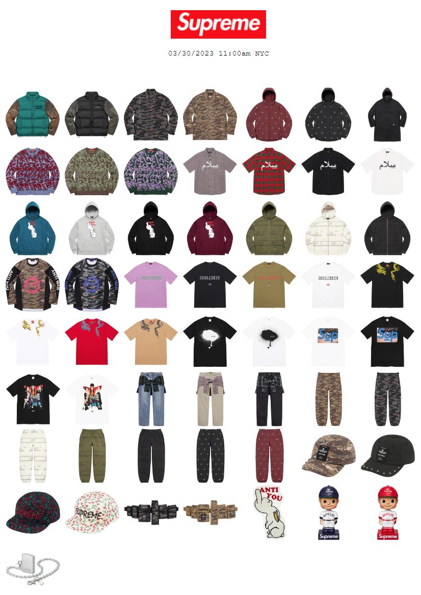 Supreme 公式通販サイトで4月1日 Week6に発売予定の23SS 新作アイテム