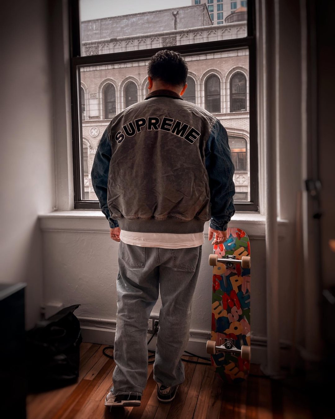 スタジャンsupreme Denim Sleeve MA-1