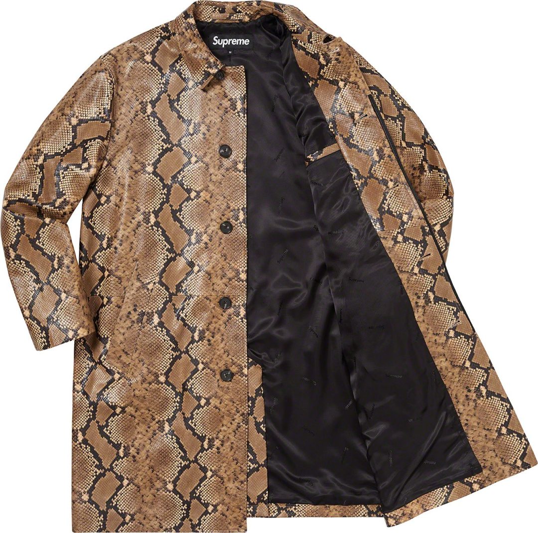 supreme-23ss-leather-snake-trench-coat