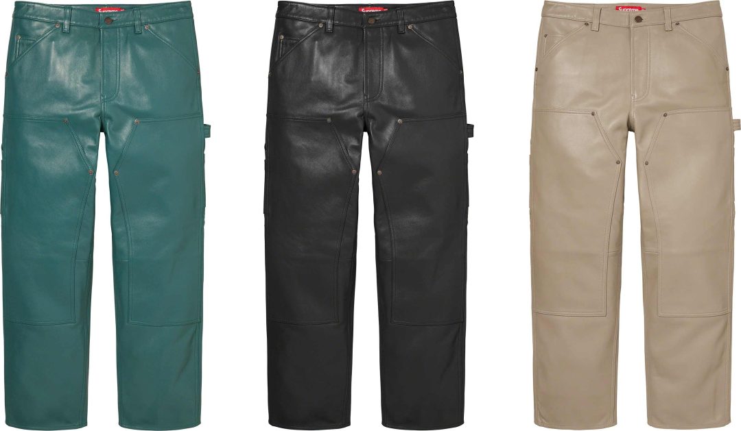 supreme-23fw-23aw-leather-double-knee-painter-pant