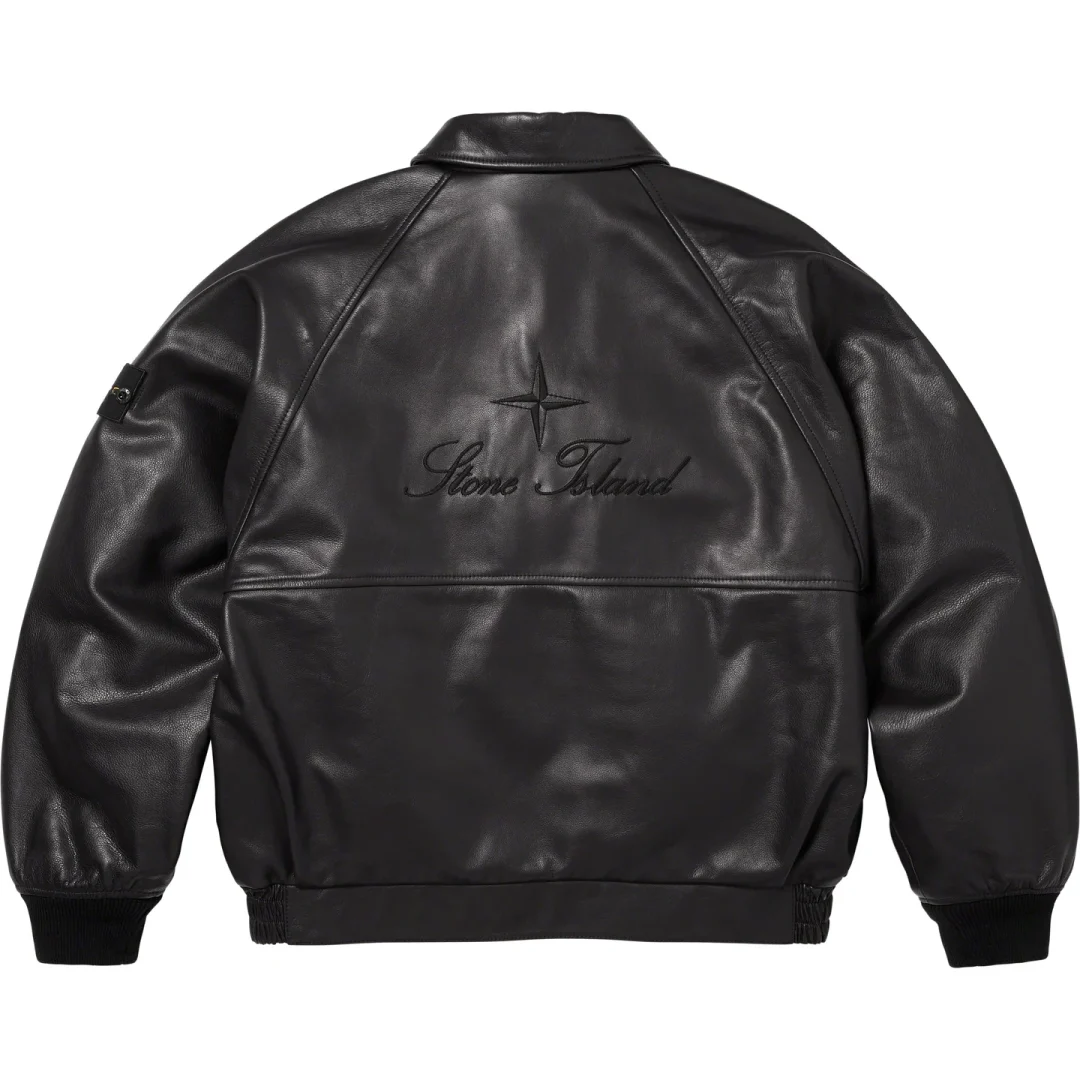 supreme-stone-island-23fw-23aw-leather-bomber-jacket
