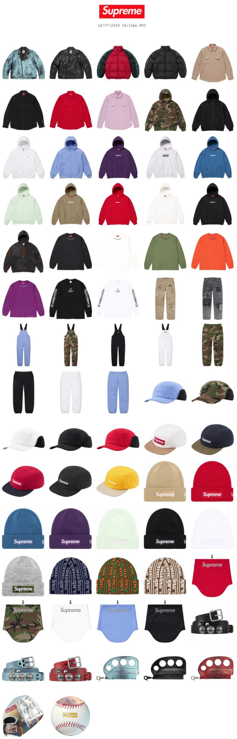 Supreme 公式通販サイトで12月9日 Week16に発売予定の23FW 23AW 新作