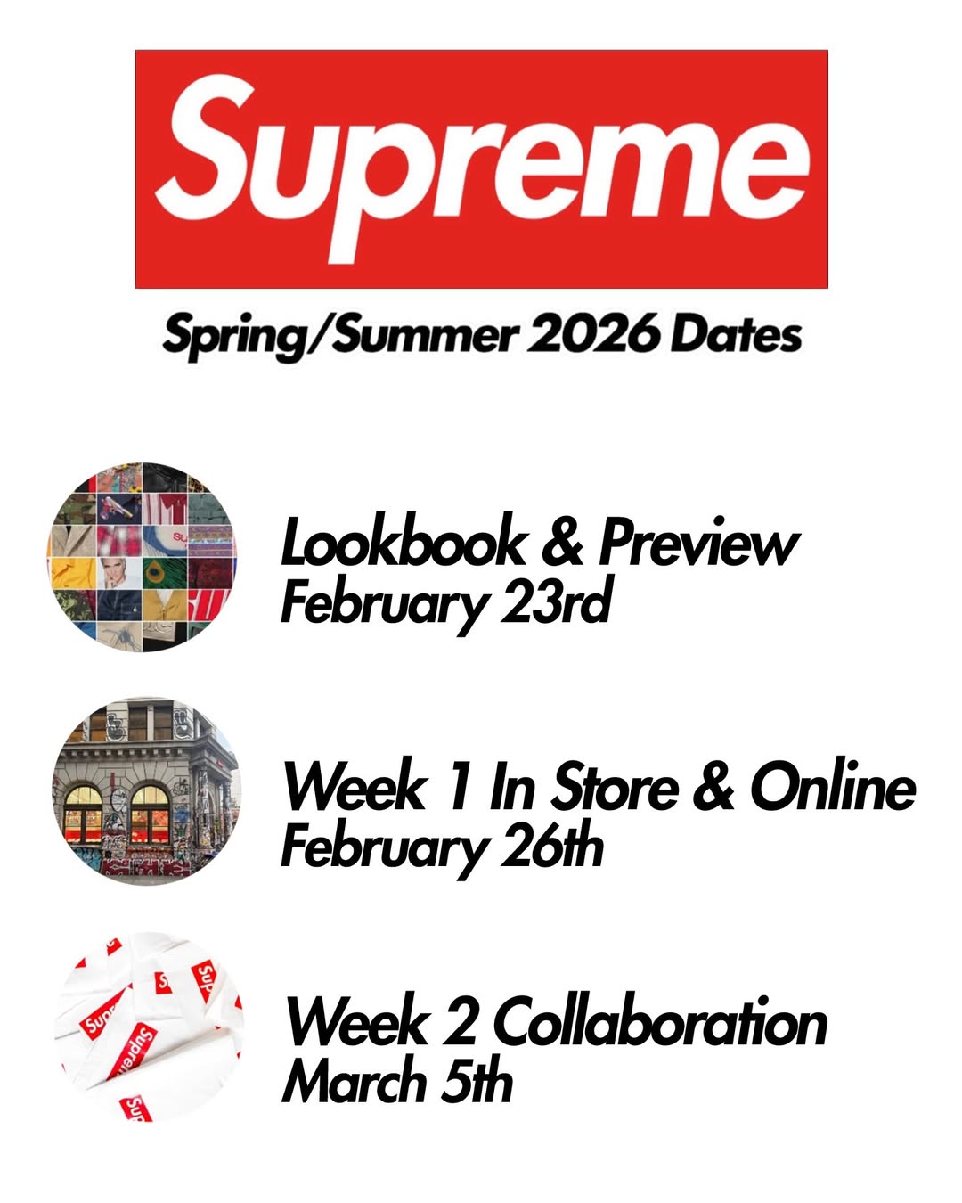 予想されるSupreme 26SSの立ち上げスケジュール【リークアイテム随時